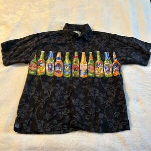 Big Dogs vintage black Hawaiian shirt with beer print size S/M vacation resort